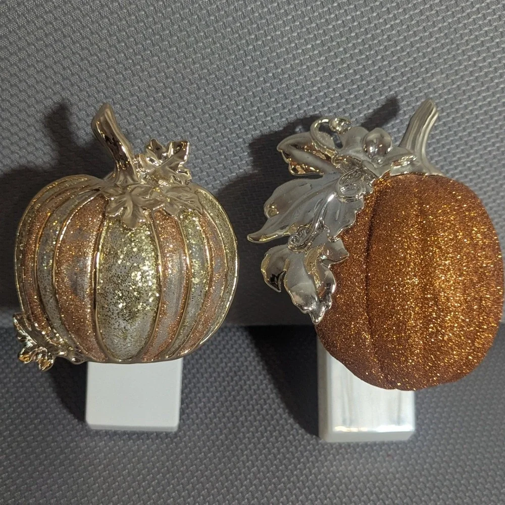 Bath & Body Works Wallflower Pumpkin Glitter Fragrance Plug Set Copper Gold Fall